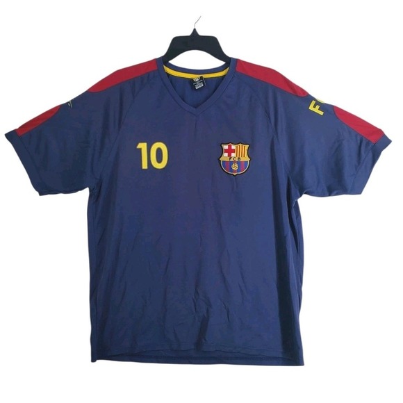 FCB Soccer Jersey Shirt #10 Messi Mens XL Fits L Blue Maroon SS - Picture 2 of 11
